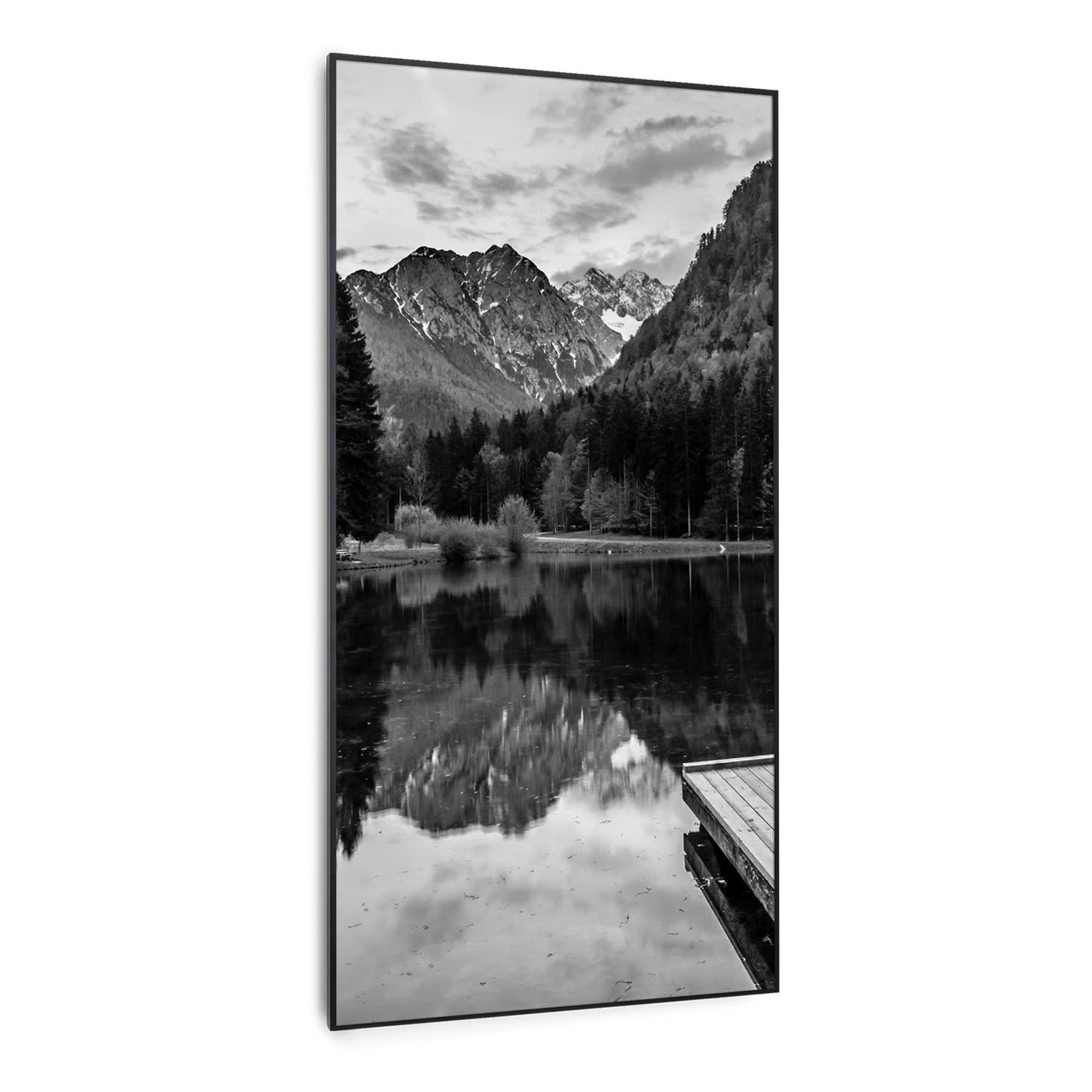Klarstein Wonderwall Air Art Smart Infrarotheizung Wandinstallation App-Steuerung Motiv See 60x120 cm 700 W Schwarz von Klarstein