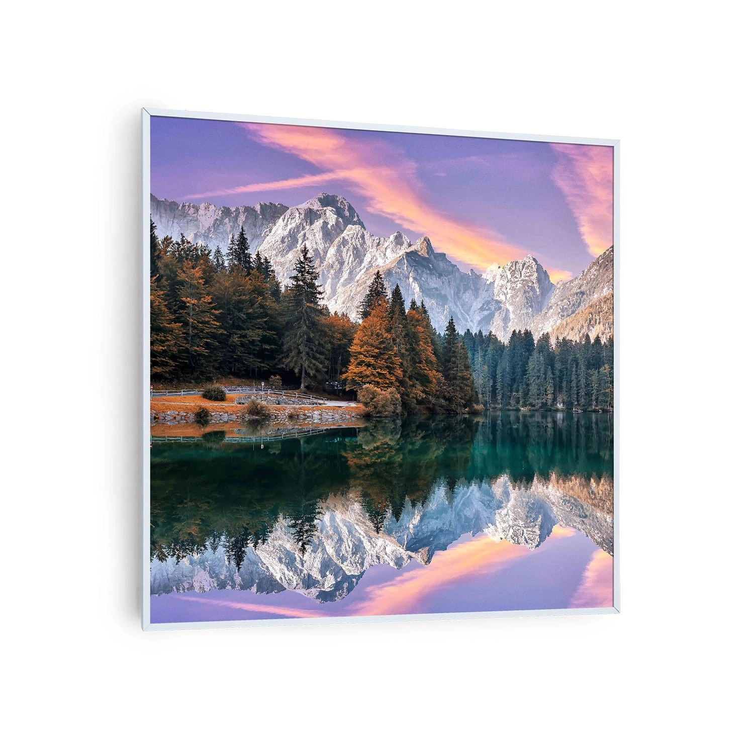 Klarstein Wonderwall Air Art Smart Infrarotheizung Wandinstallation App-Steuerung Motiv See 60x60 cm 350 W Weiß von Klarstein