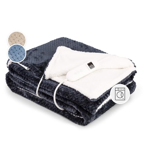 Klarstein XL Elektrische Kuscheldecke, Heizdecke mit Abschaltautomatik, 180x130 cm Elektrische Wärmedecke Maschinenwaschbar, Doppelseitige Heizdecke für Bett & Sofa, Wärme Decke mit 9 Heizstufen von Klarstein