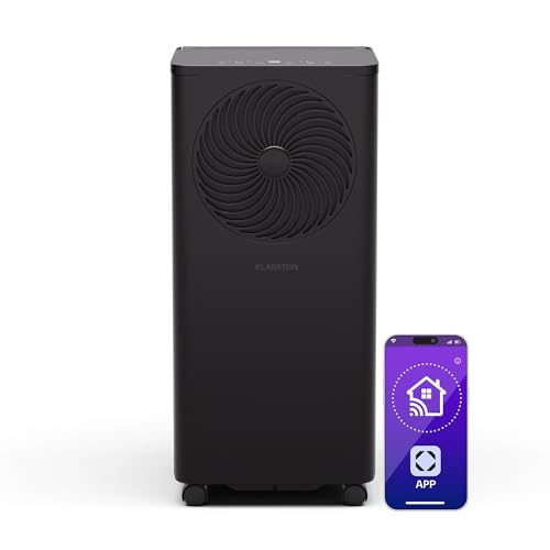 Klarstein Aero Ring Mobile Klimaanlage – 9000 BTU, 3-in-1: Kühlen, Entfeuchten & Ventilator, Smart App & Sprachsteuerung, Für Räume bis 31 m², Energieeffizienz A, R290, Leichtgängige Rollen, Schwarz von Klarstein