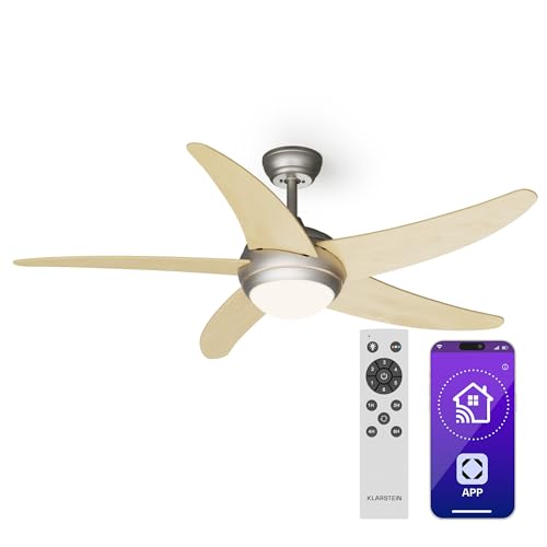 Klarstein Bolero Deckenventilator Mit Beleuchtung – Smart App & Fernbedienung, 132cm, 6 Geschwindigkeiten, Sommer & Wintermodi, Leise, Energieeffizient, E27 Fassung von Klarstein