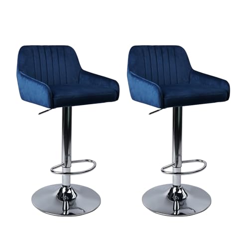 KLASIKA Moderne Barhocker Samt Polsterhocker 2er Set Drehbar 360° Verstellbar Barhocker mit Fußstütze und Rückenlehne Geeignet für Bartheken Galerien Studios Barhocker Barhöhe Blau KLASIKA Moderne Barhocker Samt Polsterhocker 2er Set Drehbar 360° Verstellbar Barhocker mit Fußstütze und Rückenlehne Geeignet für Bartheken Galerien Studios Barhocker Barhöhe Blau von Klasika