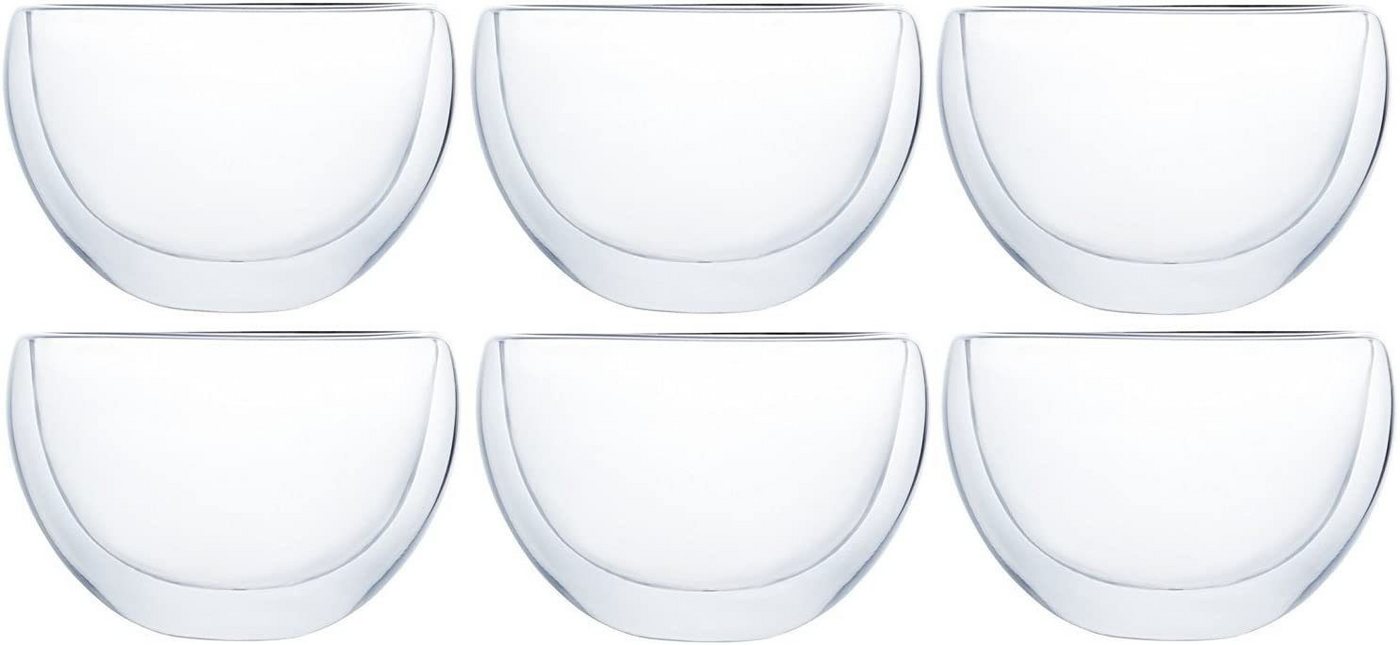 Klasique Gläser-Set 6 Doppelwandige Gläser 0,3L Kaffeeglas Espresso-Tasse Isolierglas, mundgeblasen aus hochwertig Borosilikatglas, Spülmaschinengeeignet Thermogläser mit Schwebeeffekt Glas Tee Wasser von Klasique