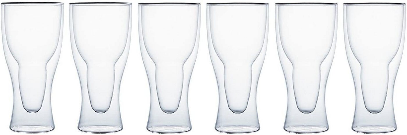 Klasique Gläser-Set 6 Doppelwandige Gläser 0,4L Kaffeeglas Espresso-Tasse Isolierglas, Borosilikatglas, Thermogläser mit Schwebeeffekt, Espresso, Tee, Eistee, Säfte, Wasser von Klasique