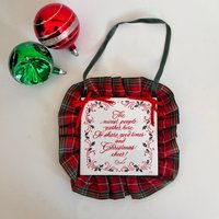 Vintage Christamas Dekorative Fliese - Weihnachten Wandbehang Karierte Verzierte Plaque Fertig Zum Aufhängen von Klassic