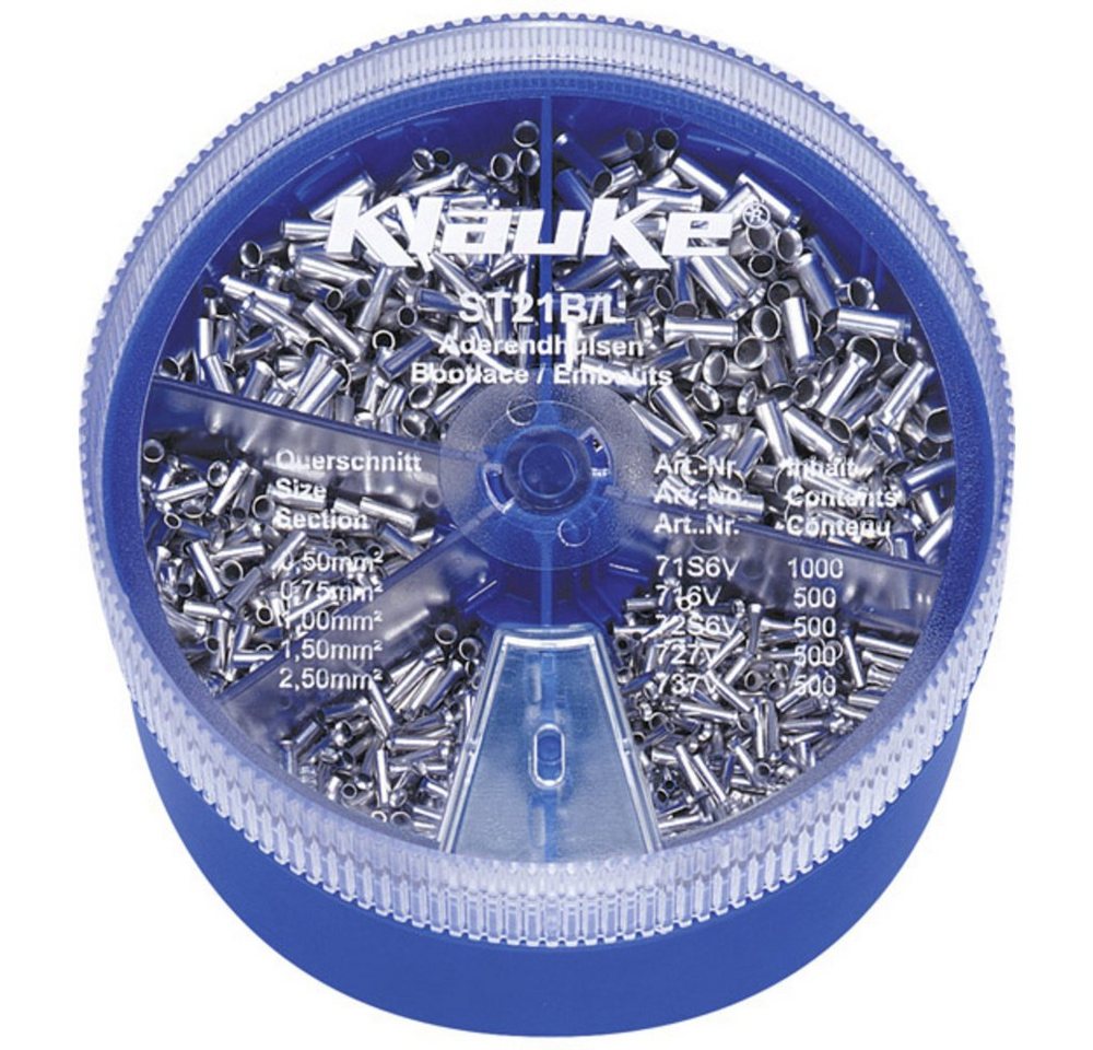 Klauke Aderendhülsen Klauke ST21B Aderendhülsen-Sortiment 0.5 mm², 0.75 mm², 1 mm², 1.5 mm², ST21B Klauke Aderendhülsen Klauke ST21B Aderendhülsen-Sortiment 0.5 mm², 0.75 mm², 1 mm², 1.5 mm², ST21B von Klauke