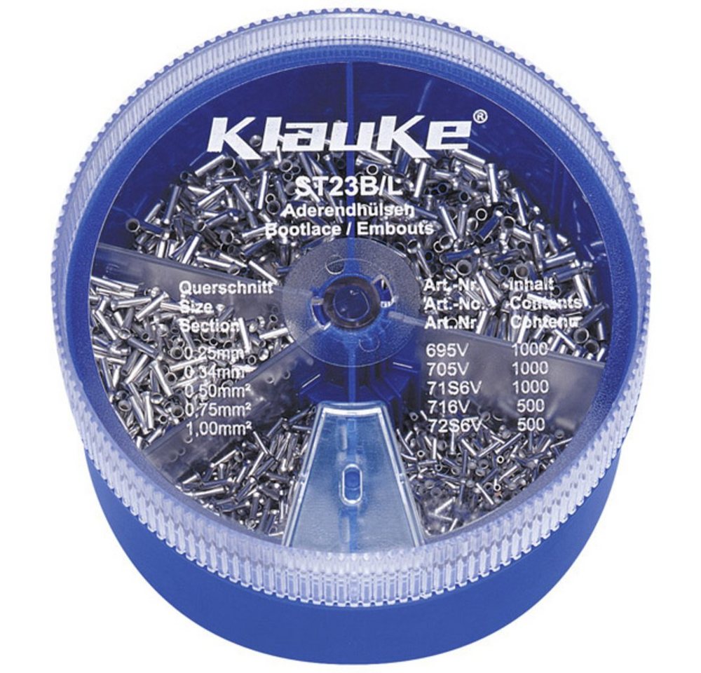 Klauke Aderendhülsen Klauke ST23B Aderendhülsen-Sortiment 0.25 mm², 0.34 mm², 0.5 mm², 0.75, ST23B Klauke Aderendhülsen Klauke ST23B Aderendhülsen-Sortiment 0.25 mm², 0.34 mm², 0.5 mm², 0.75, ST23B von Klauke