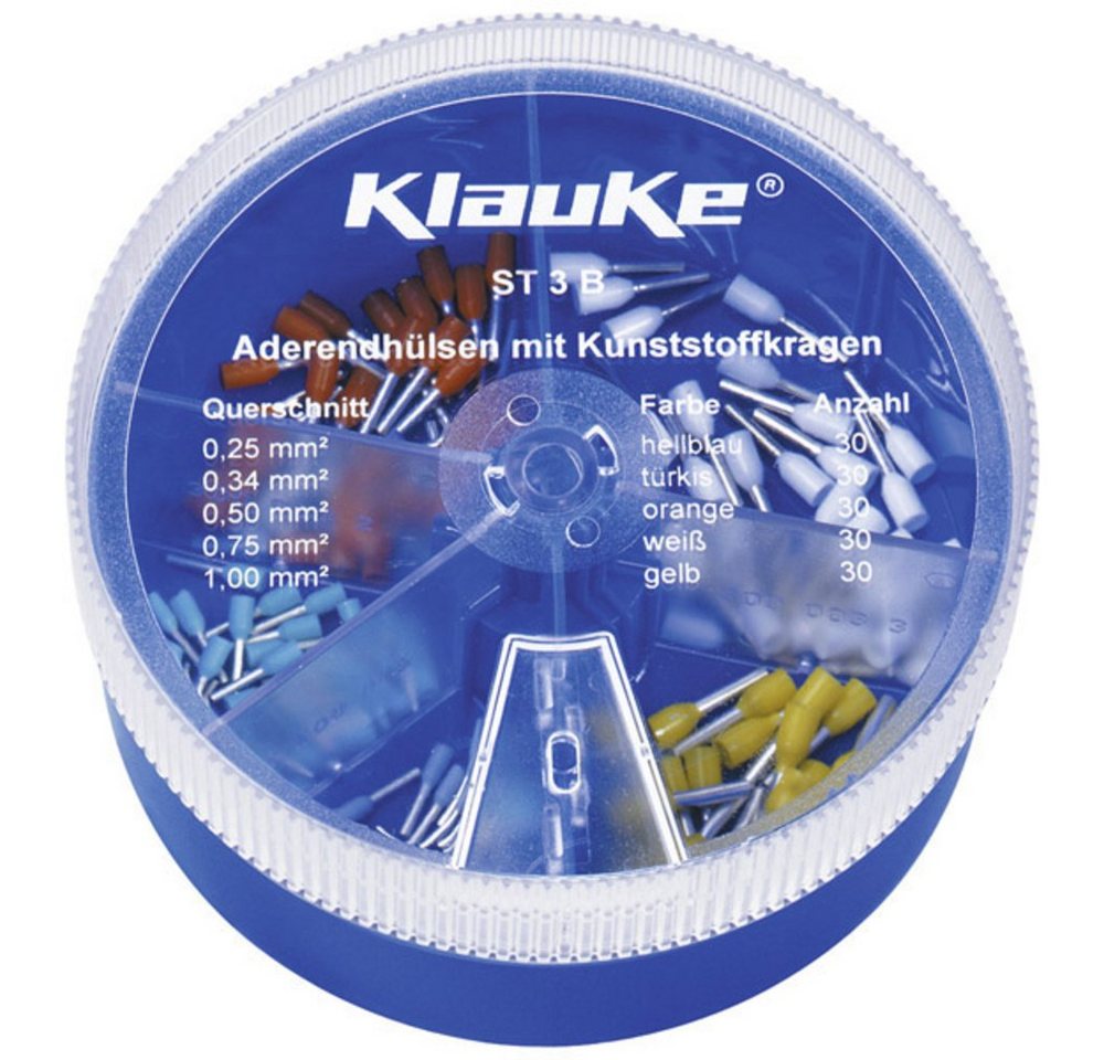 Klauke Aderendhülsen Klauke ST3B Aderendhülsen-Sortiment 0.25 mm² 1 mm² Hellblau, Weiß, Gel, ST3B von Klauke