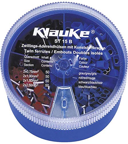 Klauke 2003094 KLAU Streudose m. iso. Zwillin-Adere. 2x0,75-2x2,5qmm, Grau, Rot, Schwarz, Blau von Klauke