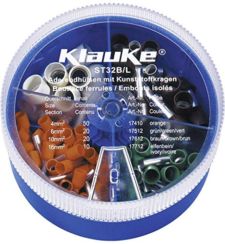 Klauke ST32B Aderendhuelsen-Sortiment 4mm² 16mm² Orange, Gruen, Braun, Elfenbein 1 Teile von Klauke