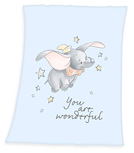 Klaus Herding GmbH Disney Dumbo Flanell Flauschdecke Babydecke Kuscheldecke 75x100 cm Hellblau von Klaus Herding GmbH