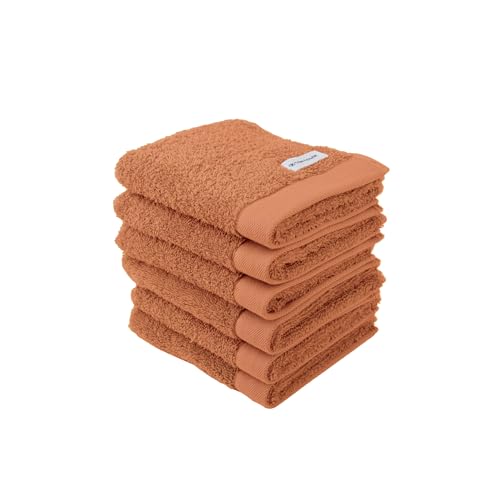 TOM TAILOR Gästehandtuch, 6er Set, 30 x 50 cm, 100% Baumwolle / Frottier, mit Aufhänger und Label mit Logo, COLOR BATH TOWEL Orange (Dark Coral) von Klaus Herding GmbH