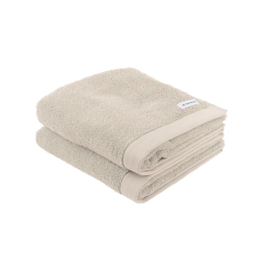 Handtuch, Color Bath Towel Sunny Sand, 2er Set, 50x100 cm, 100% Baumwolle/ Frottier, mit Aufhänger und Label mit Logo von Klaus Herding GmbH