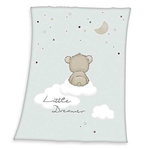 Herding Babydecke, Little Dreamer Motiv, 75 x 100 cm, Polyester, Grau von Herding