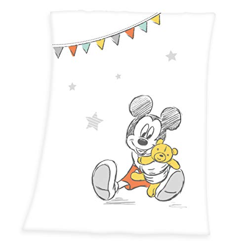 Herding DISNEY MICKEY MOUSE Baby-Fleecedecke, 75 x 100cm, Polyester, Weiß von Klaus Herding GmbH