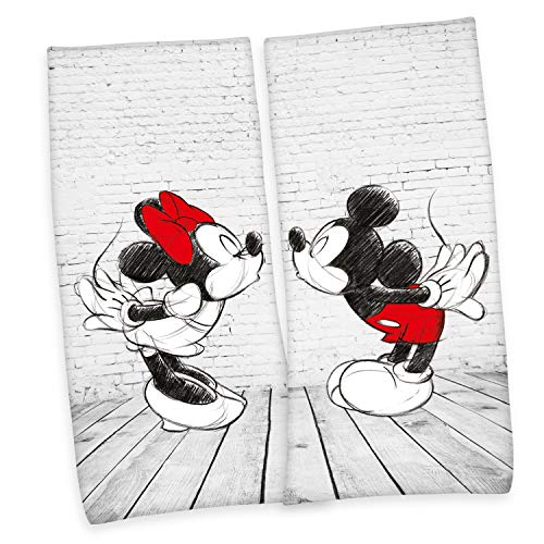 Herding Disney's Mickey & Minnie Mouse Velourstuch, Cotton, Mehrfarbig, 80 x 180 cm, 2 von Klaus Herding GmbH