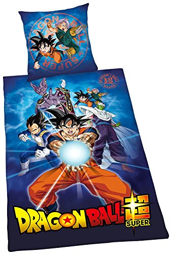 Herding DRAGONBALL SUPER Bettwäsche-Set, Bettbezug 135 x 200cm, Kopfkissenbezug 80 x 80cm, Baumwolle/Renforcé von Klaus Herding GmbH