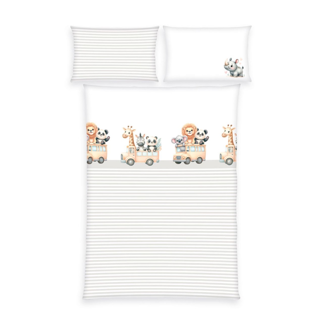 Herding Flanell Kinder Baby Bettwäsche Adventure Safari weiß silber 100x135 cm Herding Flanell Kinder Baby Bettwäsche Adventure Safari weiß silber 100x135 cm von Klaus Herding GmbH
