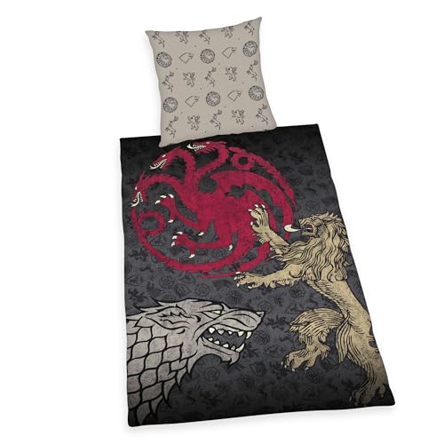 Game of Thrones Bettwäsche, Kopfkissenbezug ca. 80x80 cm, Bettbezug ca. 135x200 cm, mit leichtläufigem Markenreißverschluss, 100% Baumwolle, Renforcé Game of Thrones Bettwäsche, Kopfkissenbezug ca. 80x80 cm, Bettbezug ca. 135x200 cm, mit leichtläufigem Markenreißverschluss, 100% Baumwolle, Renforcé von Herding