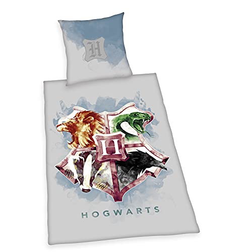 Herding Harry Potter Bettwäsche-Set, Cotton, Grau, 80 x 80 cm, 135 x 200 cm von Klaus Herding GmbH