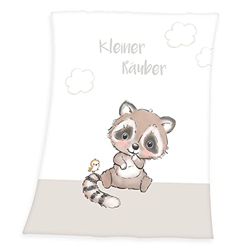 Klaus Herding GmbH Kleiner Räuber Soft-Peachdecke, 75 x 100 cm, 100% Polyester, 1540218014412, Weiß von Klaus Herding GmbH