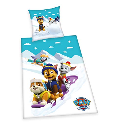 Herding PAW PATROL Bettwäsche-Set, Wendemotiv, Bettbezug 140 x 200 cm, Kopfkissenbezug 70 x 90 cm, Flanell/Biber von Klaus Herding GmbH