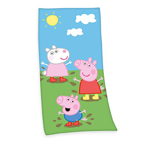 Herding Peppa Pig Velourstuch, Cotton, mehrfarbig, 75 x 150 cm von Klaus Herding GmbH