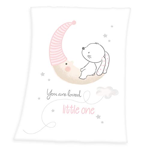 Herding Babydecke, Little Bunny Motiv, 75 x 100 cm, Polyester, Weiß von Herding