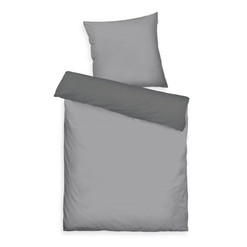 TOM TAILOR Satin-Bettwäsche, 80x80 cm + 155x220 cm, 100% Baumwolle/Satin, mit Doppelnaht am Kissen, Wendemotiv und farbigem Markenreißverschluss, TWO-TONE SOLID COLORS Grau (Moody Grey) TOM TAILOR Satin-Bettwäsche, 80x80 cm + 155x220 cm, 100% Baumwolle/Satin, mit Doppelnaht am Kissen, Wendemotiv und farbigem Markenreißverschluss, TWO-TONE SOLID COLORS Grau (Moody Grey) von Herding