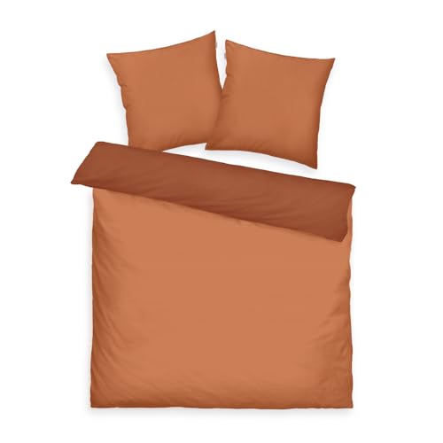 TOM TAILOR Satin-Bettwäsche, 2*80x80 cm + 200x220 cm, 100% Baumwolle/Satin, mit Doppelnaht am Kissen, Wendemotiv und farbigem Markenreißverschluss, TWO-TONE SOLID COLORS Orange (Warm Coral) TOM TAILOR Satin-Bettwäsche, 2*80x80 cm + 200x220 cm, 100% Baumwolle/Satin, mit Doppelnaht am Kissen, Wendemotiv und farbigem Markenreißverschluss, TWO-TONE SOLID COLORS Orange (Warm Coral) von Herding