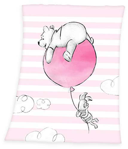 Herding Winnie Pooh Microfaser-Flauschdecke, Polyester, rosa, 75 x 100cm von Klaus Herding GmbH