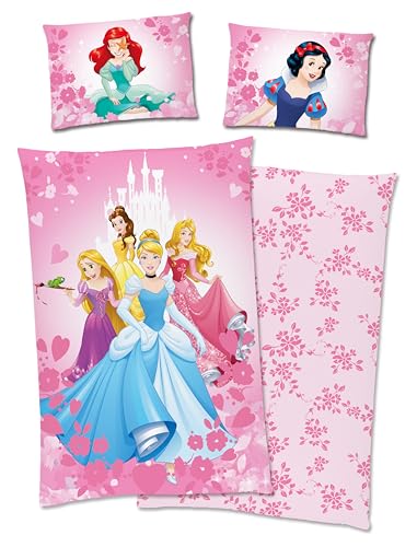 Disney Princess Prinzessin Bettwäsche 40x60cm + 100x135cm Baumwolle mit Reißverschluss von Klaus Herding GmbH