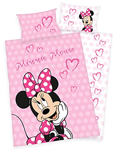 Disney Minnie Mouse Flanell Bettwäsche 40x60cm 100x135cm 100% Baumwolle Biber von Klaus Herding GmbH