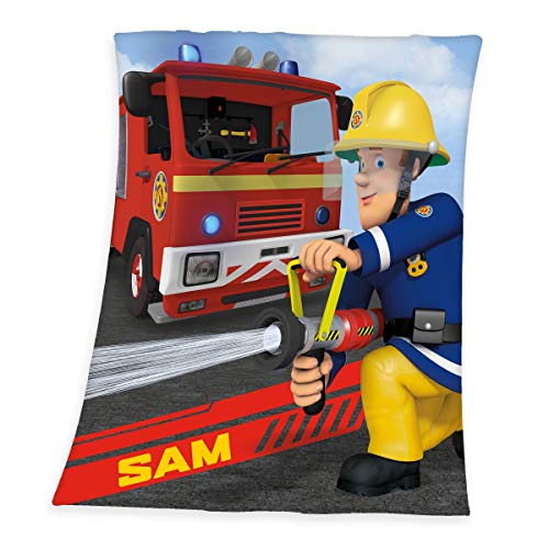 Herding FEUERWEHRMANN SAM Fleece-Kuscheldecke, 130 x 160 cm, Polyester, Mehrfarbig von Klaus Herding GmbH