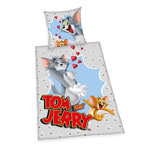 Herding Bettwäsche-Set Tom & Jerry, Kopfkissenbezug 80 x 80 cm, Bettbezug 135 x 200 cm, Mit Knopfleiste, Baumwolle, Twin Herding Bettwäsche-Set Tom & Jerry, Kopfkissenbezug 80 x 80 cm, Bettbezug 135 x 200 cm, Mit Knopfleiste, Baumwolle, Twin von Herding