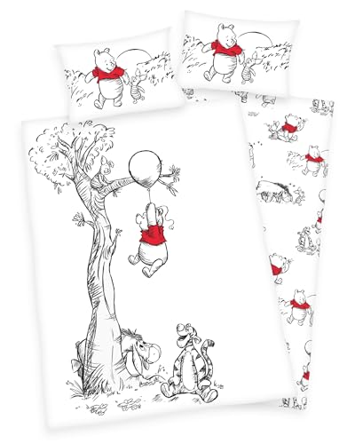 Disney Winnie The Pooh Baby Flanell Bettwäsche 40x60 + 100x135cm, 100% Baumwolle/Biber von Herding