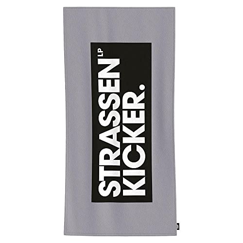 STRASSENKICKER Badetuch, ca. 75x150 cm, 100% Baumwolle, Velours, Flag Label, Made in Green, Grau/Schwarz von Klaus Herding GmbH