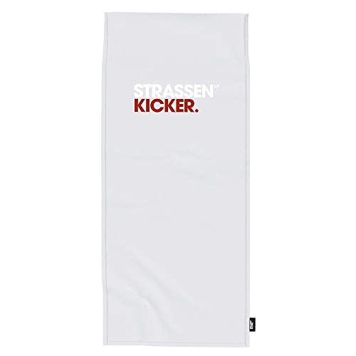 STRASSENKICKER Sport- & Fitnesstuch, ca. 50x110 cm +15 cm Flap, 100% Polyester, mit Flag Label, Rückseite mit Überzug für Fitnessgeräte und integrierter Reißverschlusstasche, Grau von Klaus Herding GmbH