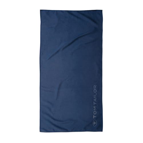 TOM TAILOR Fitnesstuch, 50x100 cm, 80% Polyester, 20% Polyamid/ Microfaser, mit feiner Kettelnaht und Logoprägung, SPORTS TOWEL Blau (Dark Navy) von TOM TAILOR