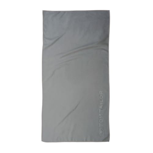 TOM TAILOR Fitnesstuch, 70x140 cm, 80% Polyester, 20% Polyamid/ Microfaser, mit feiner Kettelnaht und Logoprägung, SPORTS TOWEL Grau (Moody Grey) von TOM TAILOR