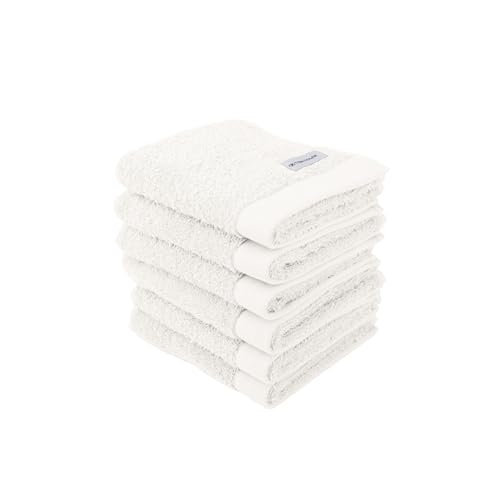 TOM TAILOR Gästehandtuch, 6er Set, 30 x 50 cm, 100% Baumwolle / Frottier, mit Aufhänger und Label mit Logo, COLOR BATH TOWEL Weiß (Crisp White) von Klaus Herding GmbH