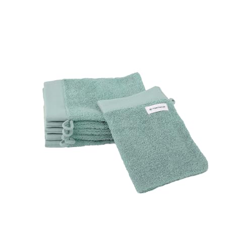 TOM TAILOR Waschhandschuh, 6er Set, 16 x 21 cm, 100% Baumwolle / Frottier, mit Aufhänger und Label mit Logo, COLOR BATH TOWEL Türkis (Fresh Sage) von Klaus Herding GmbH