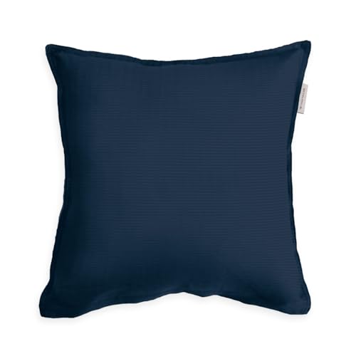 TOM TAILOR Satin-Kissenhülle, 40x40 cm, 100% Baumwolle/ Satin, mit Doppelnaht, Kissenbezug mit farbiger Paspel und Markenreißverschluss, TWO-TONE SOLID COLORS Blau (Dark Navy & Sky Blue) von Klaus Herding GmbH