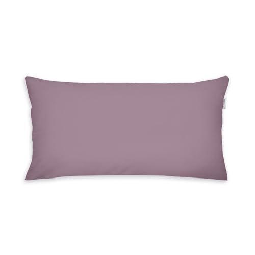 TOM TAILOR Renforcé-Kissenhülle, 40x80 cm, 100% Baumwolle/ Renforcé, Kissenbezug mit farbigem Markenreißverschluss, UNI Lila (Cozy Mauve) von Klaus Herding GmbH