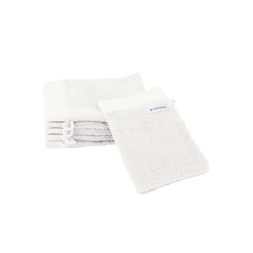 TOM TAILOR Waschhandschuh, 6er Set, 16 x 21 cm, 100% Baumwolle / Frottier, mit Aufhänger und Label mit Logo, COLOR BATH TOWEL Weiß (Crisp White) von Klaus Herding GmbH