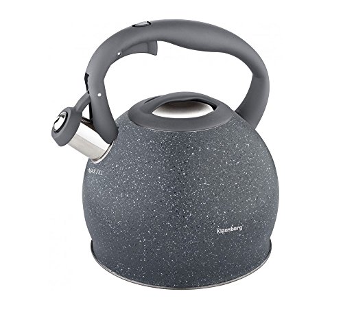 Flötenkessel Wasserkessel 3.0L Wasserkocher Edelstahl Kessel 4 Farben Whistling Kettle KLAUSBERG (Grau) von Klausberg