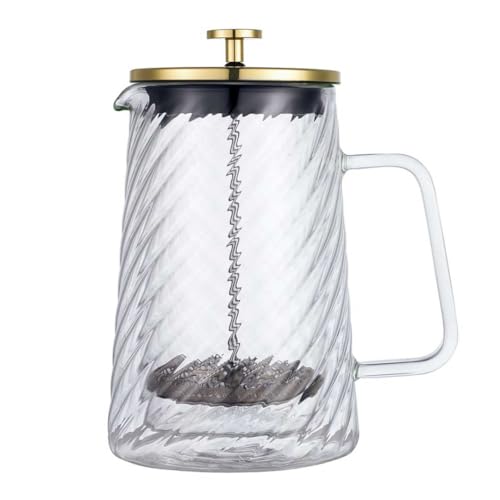 Klausberg Teezubereiter Kaffeebereiter French Press 1000ml / 9 Tassen, Kaffeepresse Edelstahl filter, Doppelwandige Isolierte Kaffeekanne, Teekanne, Teebereiter, Deckel in Gold (KB-7767) von Klausberg