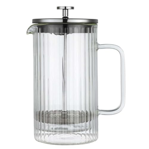 Klausberg Teezubereiter Kaffeebereiter French Press 1000ml / 9 Tassen, Kaffeepresse Edelstahl filter, Doppelwandige Isolierte Kaffeekanne, Teekanne, Teebereiter, Deckel in Silber (KB-7758) von Klausberg