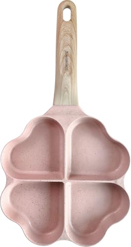 Klausberg Pfannkuchenpfanne Bratpfanne mit Marmorbeschichtung 4-in-1 Herzform für Pfannkuchen, Eier, Pancakes 19x19cm ROSA KB-7820 von Klausberg