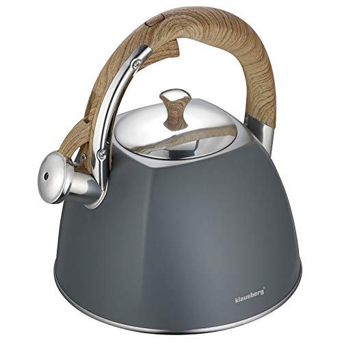 Klausberg WASSERKESSEL 3L MIT Pfeife KB-7501 Flötenkessel Wasserkocher grau von Klausberg